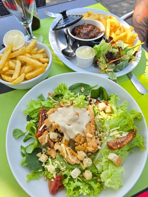 Nice lunch - caesars salad with fries and jackfruit stew at Dorpshuis D'n Ostpit in Zeeland