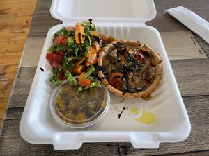 Leek and mushroom tartlet  at Red Shack Cafe in Penola
