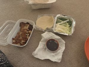 Mock duck and pancakes  at Golden City in Tipton