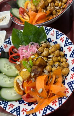 Buddha bowls with bulgur and chickpeas ❤️ at Herbalist by Nitevo Reggae Bar and Restaurant in San Vicente Palawan