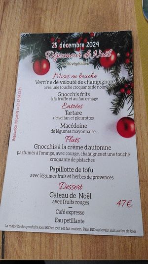 Menu Noël 2024 at La Veg'It  in Seyssins