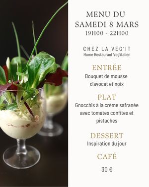 Menu international women's day at La Veg'It  in Seyssins