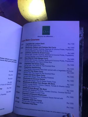 Vegan Menu at the lions!  at Lords Restaurant Complex in Negombo