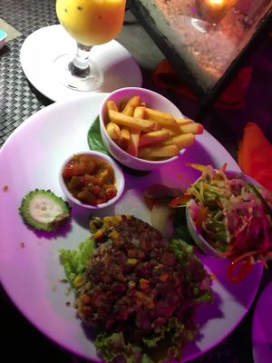 Vegan burger without bun at Lords Restaurant Complex in Negombo