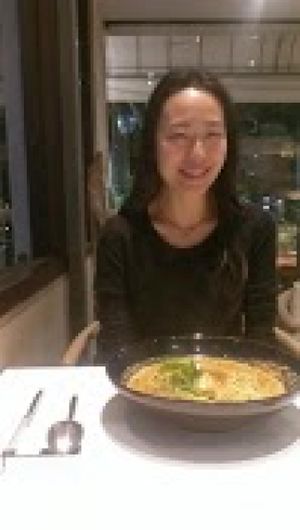 My dear friend takes one for the team and allows herself to be in the picture in hopes that it'll make up for my lousy photography skills.  The noodle soup was delicious! at Tempo Curry in Taipei