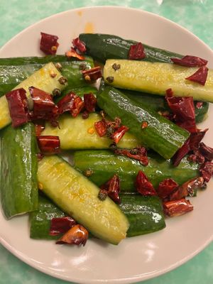 Spicy cucumbers at Café China - 傾國傾城 in New York City