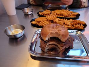 Smashes Burger with Air Waffle Fries at No Ghost in Antwerpen