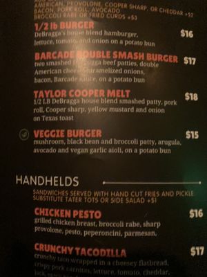 Menu  at Barcade in Philadelphia