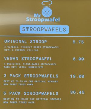 Part of menu   at Mr Stroopwafel in Petaluma