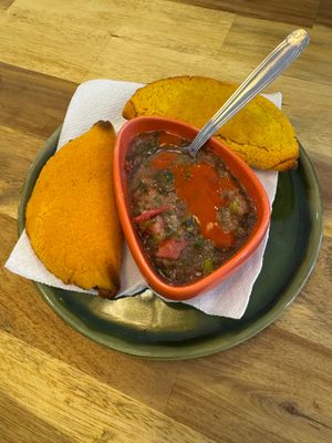 Columbian empanadas at fronda cafe  in Valencia