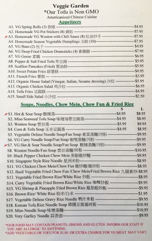 Menu on 5/2/21 at Veggie Garden in Mountain View