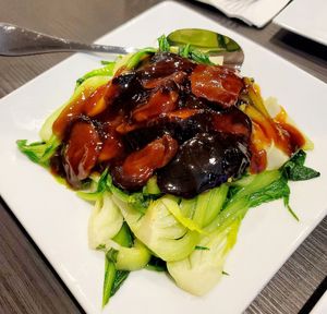 Black mushroom bok choy at Veggie Garden in Mountain View