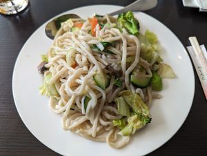 Garlic noodles at Veggie Garden in Mountain View