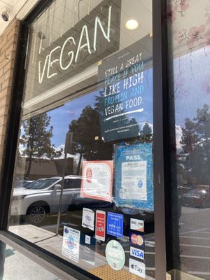 HC Decal Spotted Under Vegan In Your Face Signage ✨  at Veggie Garden in Mountain View
