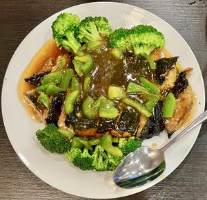 Sweet and Sour Vegetarian Fsh  at Veggie Garden in Mountain View