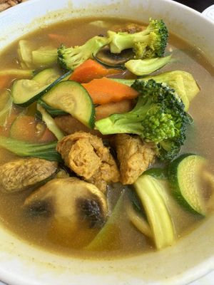 Diff pic of curry soup  at Veggie Garden in Mountain View