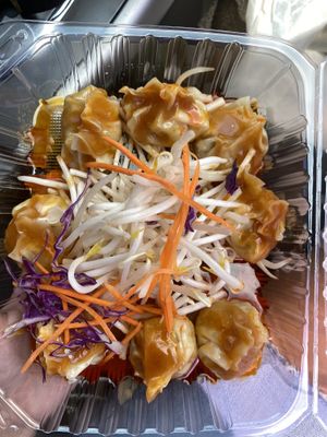 Wontons with chili sauce- AMAZING at Veggie Garden in Mountain View