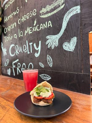 Watermelon and Pita falafel. at Good Karma - temporarily closed in Brisas De Zicatela