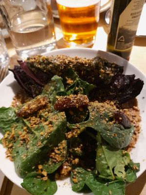 Red cabbage with spinach at Lombarda in Barcelona