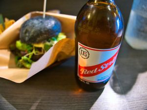 Red Stripe beer available. at Base Island Kitchen in Osaka