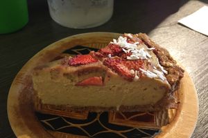 Strawberry cake at Base Island Kitchen in Osaka