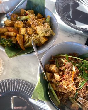 Satay tofu and veggie fried rice without egg   at Von Thai in Adelaide