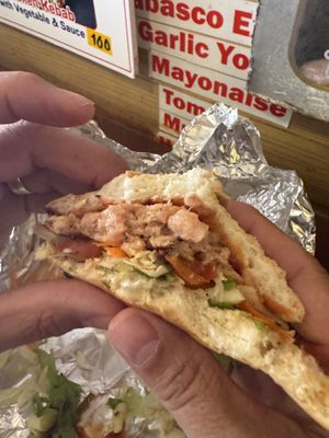 Vegan burger (soya burger with lettuce, tomato, pickle, ketchup and mustard  at Bang Dun Rai Lay Chicken Kebab in Krabi