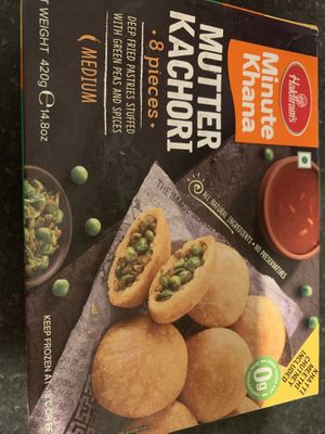 Mutter Katchori - labelled vegetarian but ingredients look ok for vegans   at Kwality Foods in Dublin