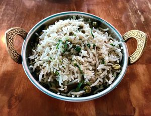 Coconut pea pilaf at Republic Adda in Dubai