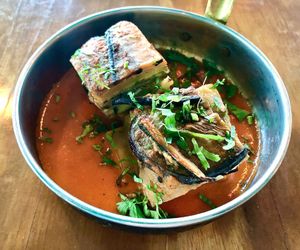 Baked desi melanzane pasta at Republic Adda in Dubai