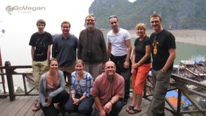 Group Selfie in Halong Bay, Vietnam at GoVegan Travel in Ilford