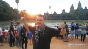 Martin at Angkor Wat, Cambodia at GoVegan Travel in Ilford