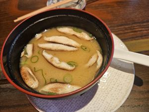 Miso soup at Blue Sushi Sake Grill in Tempe