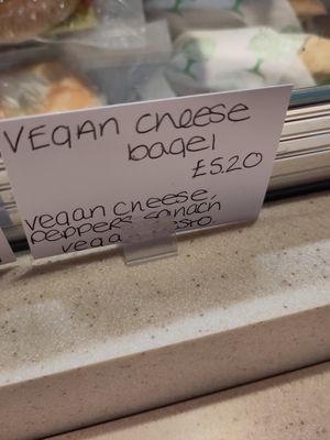 Vegan cheese bagel at Trinity Room in Hull