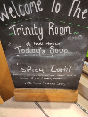 Vegan lentil soup at Trinity Room in Hull