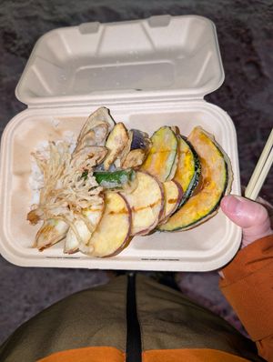 Vegetable tempura with rice at Tempura Ukeru in Kutchan