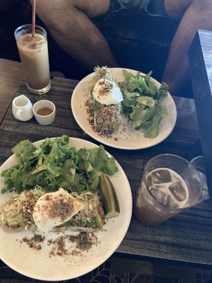 avocado eggs  at Kaya Cafe Beachside in Kagoshima