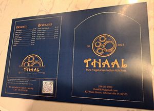 Menu at Thaal in Schererville