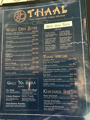 menu (as of June 2025)  at Thaal in Schererville