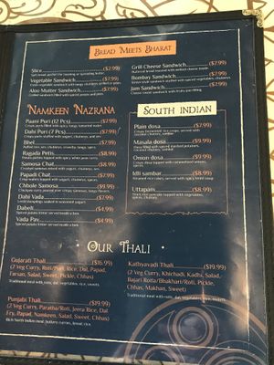 menu (as of June 2025)  at Thaal in Schererville