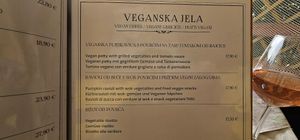 Vegan menu at Pizzeria Zora in Sibenik