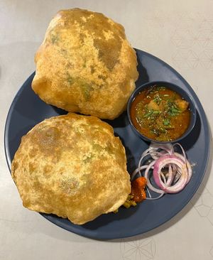 Matar Poori with Kacche tamatar ki sabji  at Imlee  in Bangalore