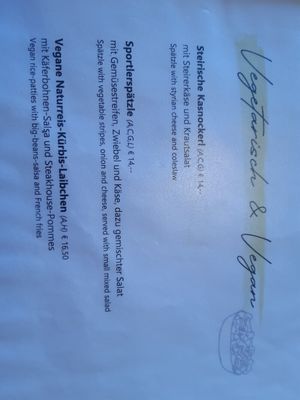 Vegan rice-pumkin party's with fries and salsa at Alpengasthof Grimmingblick in Planneralm