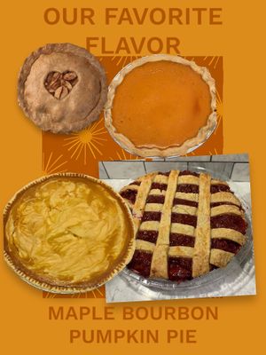 Vegan apple pie, cherry pie, pumpkin pie, & maple bourbon pumpkin pie at Lovin' Every Bite in Crossville
