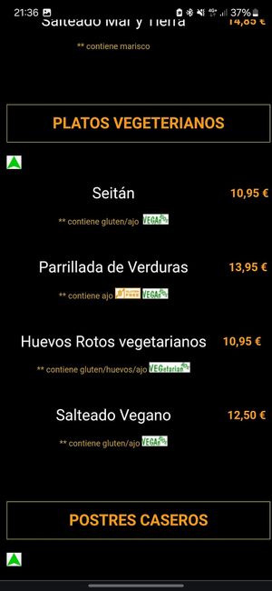 Menu at Restaurante La Hierbita in Tenerife