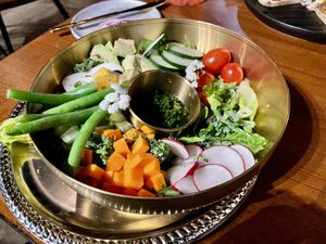 Niçoise salad w/seaweed caviar made w/out salt and oil    at Marian Cocktails and Kitchen in Raleigh