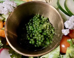 Seaweed caviar closeup  at Marian Cocktails and Kitchen in Raleigh