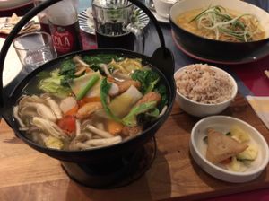 Tom Yam hot pot at Loving Hut in Central Singapore
