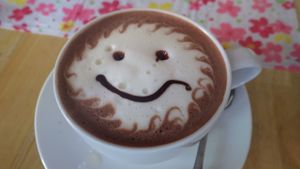 Hazelnut cocoa at Loving Hut in Central Singapore