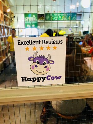 Happycow Decal at Loving Hut in Central Singapore
